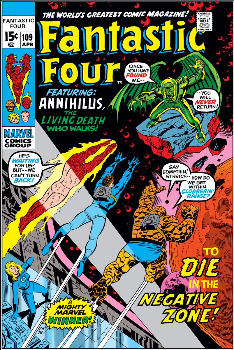 buse_chris's tweet photo. CAN WE PLEASE STOP BEING SO NEGATIVE?

"Death in the Negative Zone!"
FANTASTIC FOUR #109 (1971)
Stan Lee, John Buscema, Joe Sinnott https://t.co/h9MGSOVp2s
