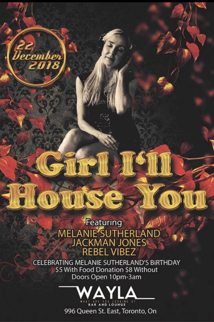 DjMelanieS's tweet photo. Girl..I’ll House You Saturday December 22 @Waylabar w/ @jackman2018 @DjMelanieS &amp; #burlesque performance by @EstherDeVille  $5 w/ non perishable food donation #housemusic https://t.co/Hh9PKe4H1D