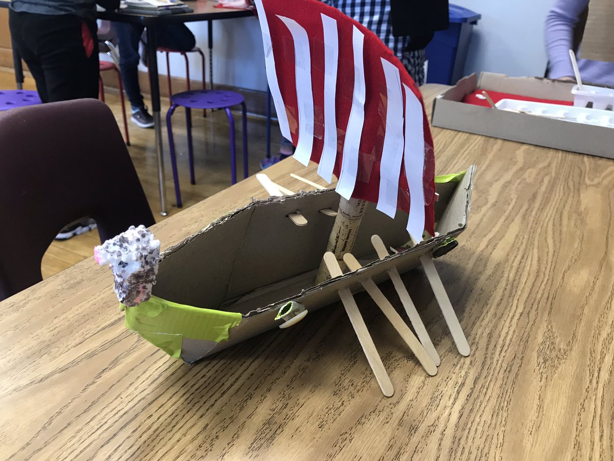 ms_tierney's tweet photo. Viking longboats designed and created in the Makerspace. #rhsdragons https://t.co/8cCagVpAa3