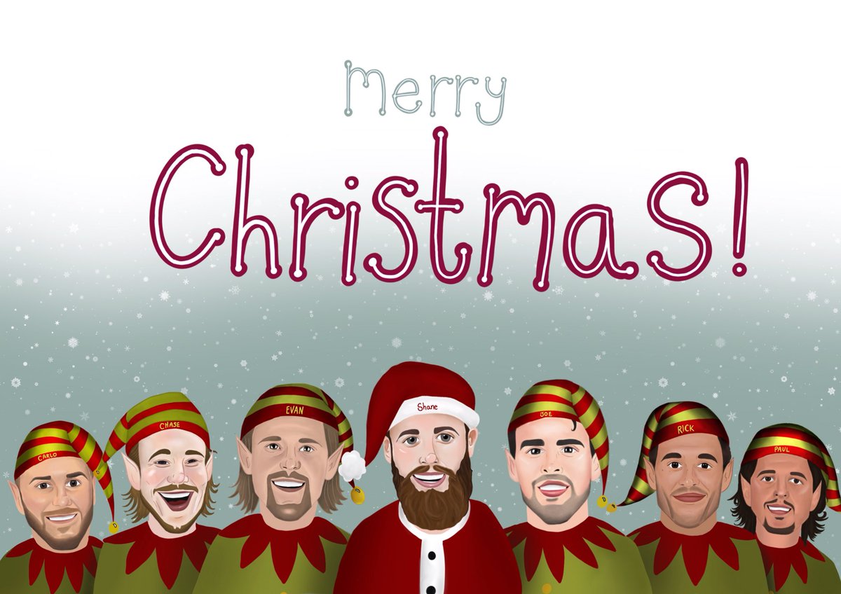 I was asked to illustrate a <a href="/FifeFlyers/">Fife Flyers 🏒🏴󠁧󠁢󠁳󠁣󠁴󠁿</a> themed Christmas card featuring some of the kids favourite players! So much fun 😂🎅🏻

(Left to right: <a href="/nucci39/">Carlo Finucci</a> <a href="/C_Schaber/">Chase Schaber</a> <a href="/bloodz_25/">Evan Bloodoff</a> <a href="/ShaneOwen50/">Shane Owen</a> <a href="/joebasaraba/">Joe Basaraba</a> <a href="/RPsev_7/">RP</a> &amp; Paul Crowder)
