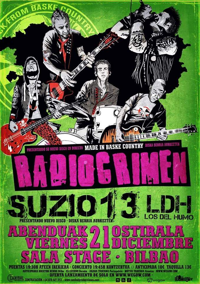 stagelivebilbao's tweet photo. 💥Este viernes @radiocrimen estará presentando su último trabajo #MadeInBaskeCountry, fieles al #PunkRock de sus grandes épocas.🤘
Abriendo el show @Suzio13 y #LosDelHumo. 🔥
💳🎟
Entradas a la venta en @wegowES , #BrixtonDenda, #BarElCuervo, #AranaTaberna, #MotxoTaberna https://t.co/Lm47iSrQwd