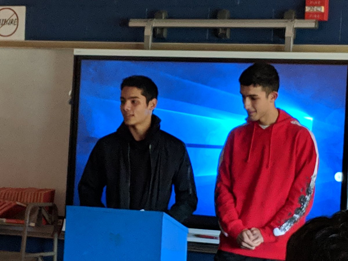 MieschTodd's tweet photo. Oral communication did two voice poems today.  They were AWESOME!!!!
#pbandj
#liberalVconservative
#parentVchild
#NotASandwichIsASandwich
#SummerVWinter https://t.co/C29EMJhUyu