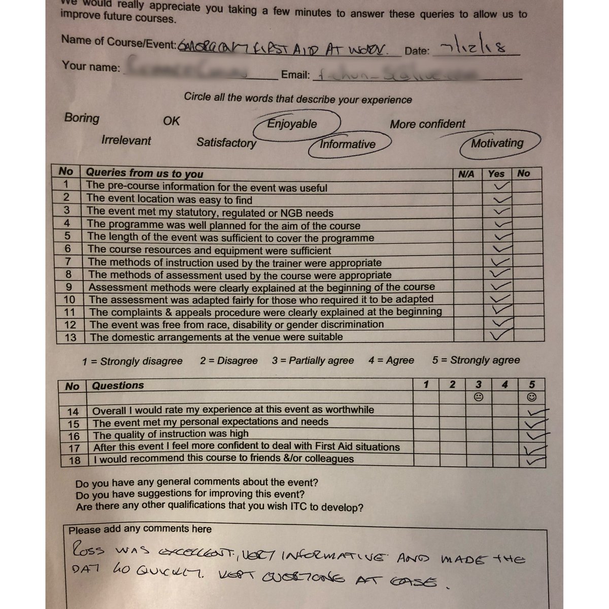 initialsftytr1's tweet image. It's always nice to get feedback after a course. 

#firstaid #training #dumbarton #glasgow #compliance
