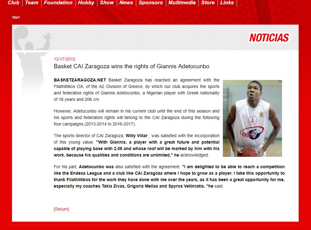 harris_stavrou's tweet photo. On this date 6 years ago, @BasketZaragoza reached an agreement with Filathlitikos for the rights of an 18 years old forward, a guy called @Giannis_An34 https://t.co/CmnKanvLp6
