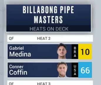 wsl's tweet image. Coming up... 

@crcoffin vs @gabriel1medina 

#BillabongPipeMasters