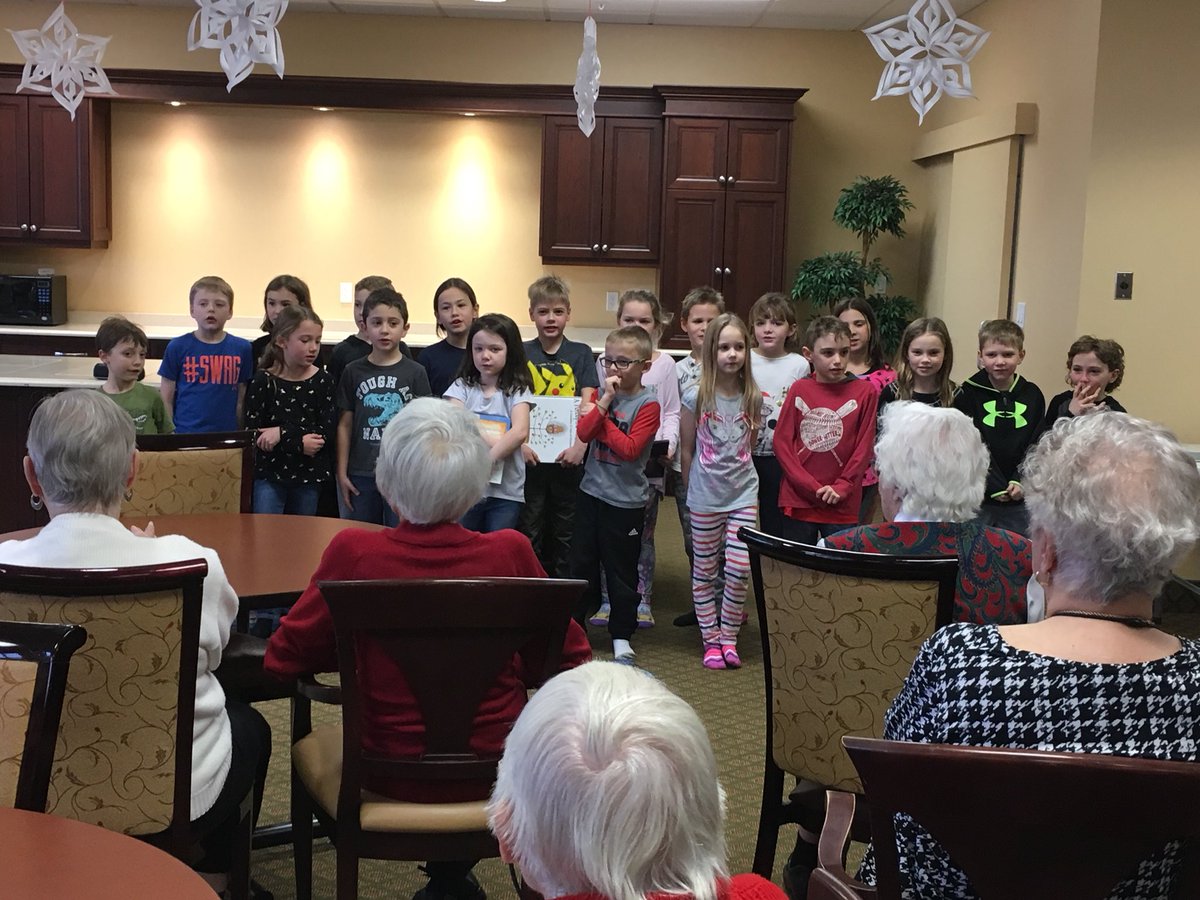 MustangUpdate's tweet photo. Grades 2 &amp; 3 students performed Christmas songs and shared their favourite Christmas stories with our friends at Heritage River Retirement Residence. #ConnectingToCommunity #MakingNewFriends #WhatWCDSBDoes https://t.co/dKcdYD1r9V