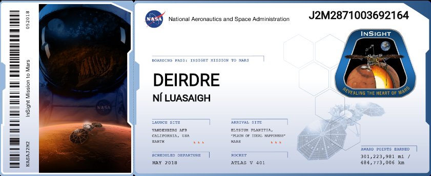 Your name is now on Mars <a href="/CultureArk/">Deirdre Ní Luasaigh</a>