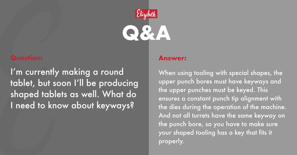 ElizCompanies's tweet photo. We’re full of tooling knowledge and are ready to share it with you! If you have a question comment below, and we will feature it in the next Q&A!
#compressiontooling #tabletpress #tableting #soliddose https://t.co/4gxHPL4vtc