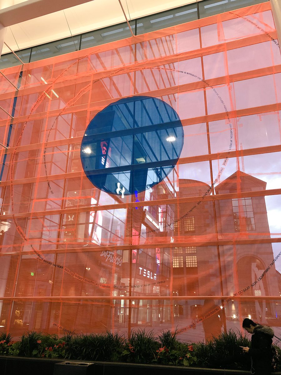 KGilbertStudio's tweet photo. It’s the magic hour for #UnlessBOS at the Pru. 📸 Come see and join @now_and_there as we upcycle @S_Cardon’s monumental artwork commissioned by @SustainableBXP. #totebags #handmade #bepartoftheart #stockingstuffer https://t.co/2PcZBqUDNt