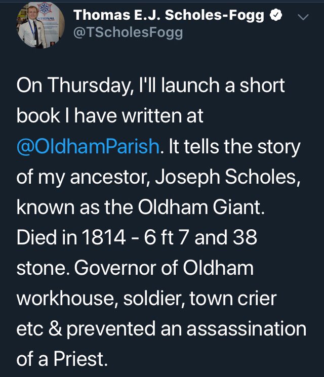 jeanhurls's tweet photo. If anyone is free this Thursday at 11am we have @TScholesFogg coming to talk about the book he has written about #OldhamGiant #OldhamHour https://t.co/Ko2cId7NXh