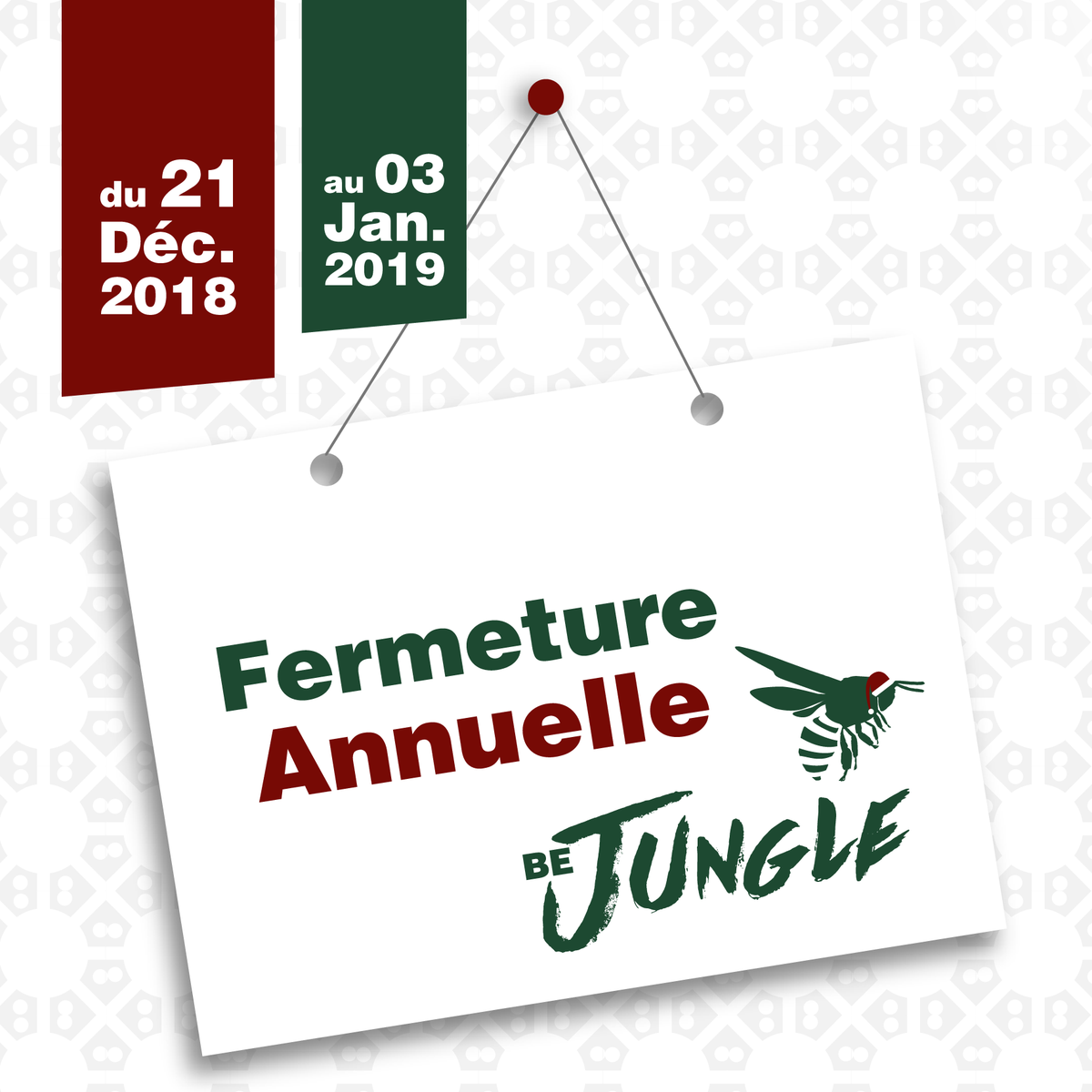 bejungle972's tweet photo. Parce qu'il faut savoir se ressourcer pour terminer sereinement 2018 et démarrer la nouvelle année du bon pied, Be Jungle ferme ses portes le 21 décembre pour les rouvrir le 03 janvier.
En vous souhaitant à toutes et tous de terminer l'année sous les meilleurs hospices ! https://t.co/FUs9yfEJIW