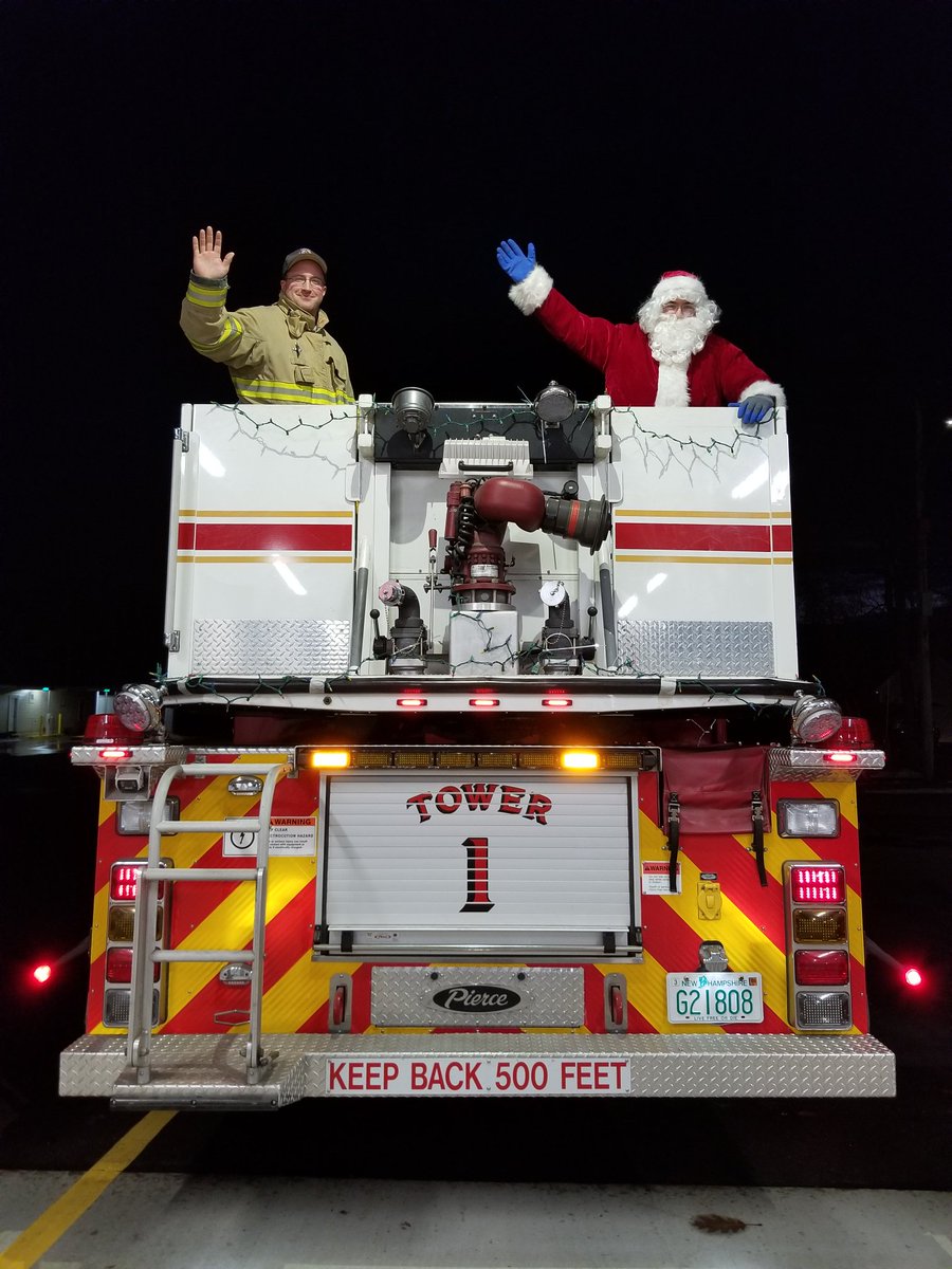 Goffstown_FD's tweet photo. As an annual tradition, please keep an eye out on the streets of Goffstown this evening and tomorrow evening for that Jolly Man in the Red Suit driving through neighborhoods on a Firetruck and spreading good cheer.  HO HO HO... https://t.co/kfJBrT0909