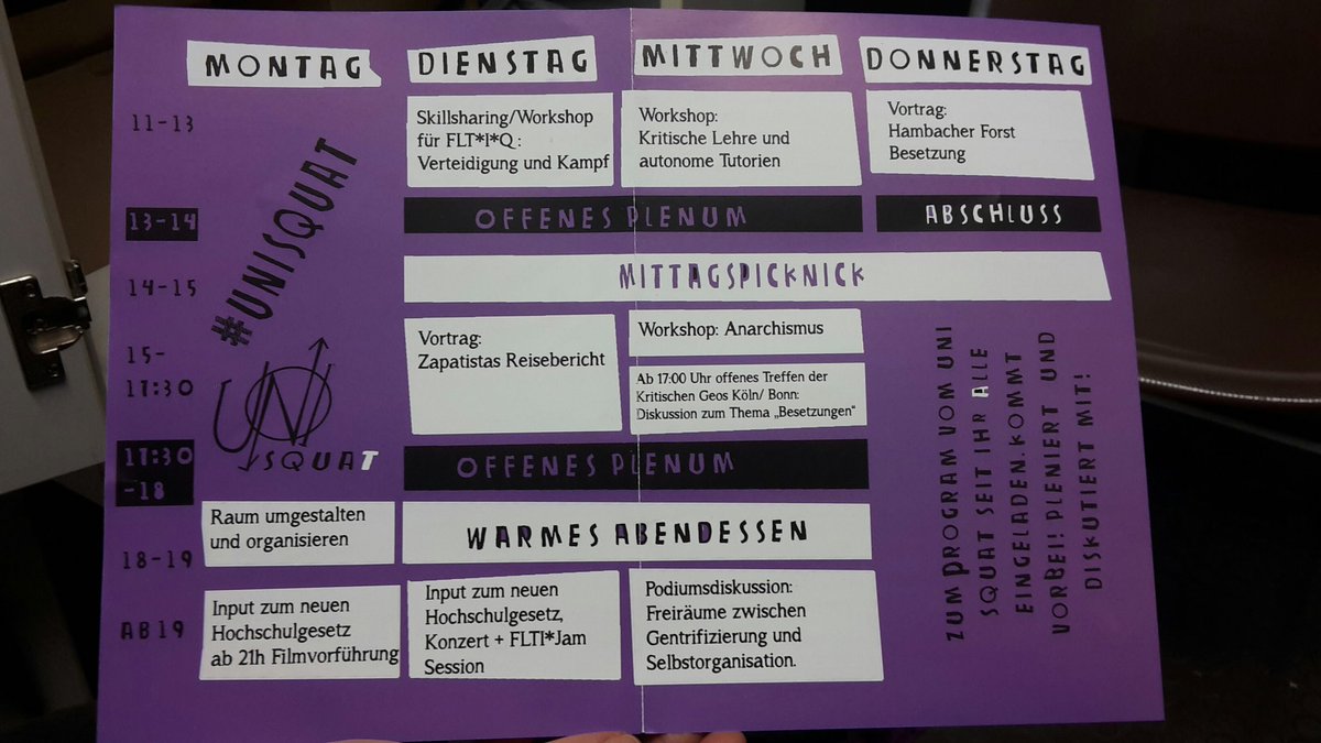 Unisquat2's tweet photo. Unser Facebook account und alle Veranstaltungen wurden blockiert. Bis es Ersatz gibt könnt ihr euch hier das Programm und unsere Aktionserklärung anschauen. 
Komische Zufälle ereignen sich neuerdings mit linken Fb Seiten.  😠 https://t.co/j3uiUINt7i
