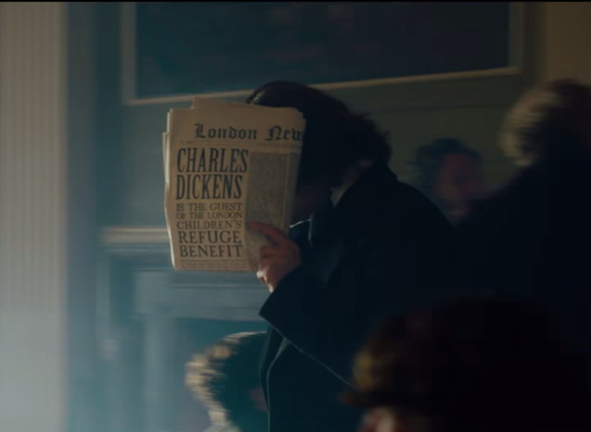 A year after starting this ridiculously petty thread, I finally got around to watching 'The Man Who Invented Christmas' in full. I thought the newspaper with the massive headline might just have been used in promotional images, but here it is in the actual film!