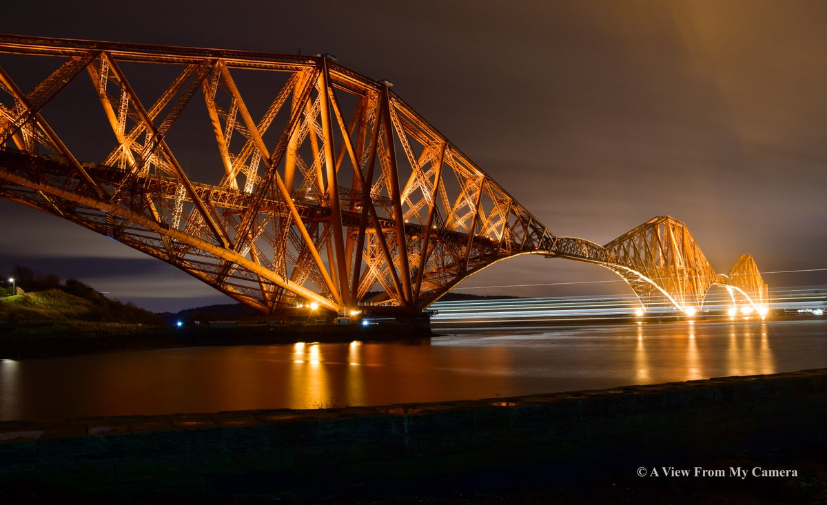 #ForthBridge #Rail from #NorthQueensferry this time. An obliging #ship giving me nice light trails @ThePhotoHour #ThePhotoHour @StormHour #StormHour