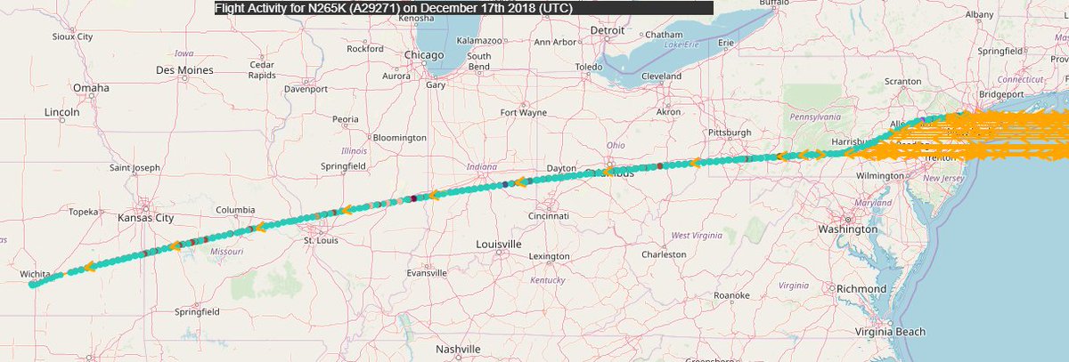 Koch brothers' N265K 12/16/18 Palm Beach-Teterboro 12/17/18 Teterboro-WichitaStephen Schwarzman's (CEO of The Blackstone Group) N113CS 12/16/18 Palm Beach-Teterboro 12/17/18 Teterboro-WaterburyN265K flew to PB on 12/14, N113CS on 12/15 and Jeffrey Epstein's N212JE on 12/14