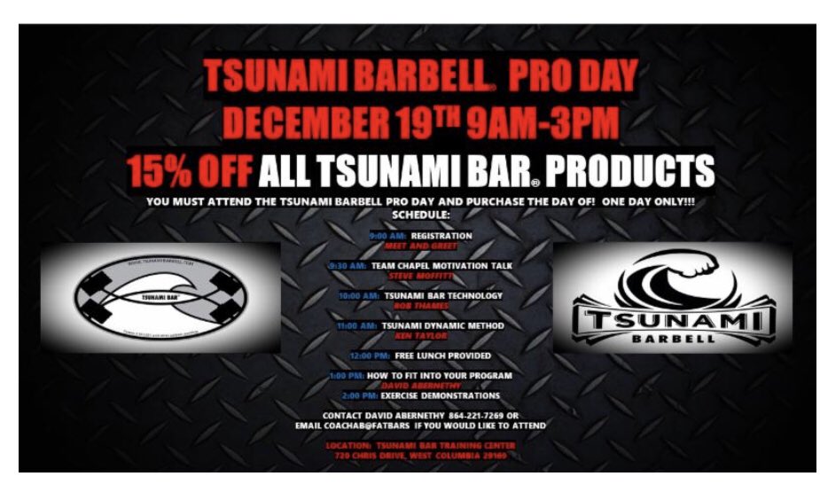 Great opportunity to learn Dec 19!!  Free!!! Food provided!!  <a href="/hdabernethy/">David Abernethy 🇺🇸</a> <a href="/tsunamibarbell/">Tsunami Bar® 🇺🇸</a> @TotalSandS <a href="/NHSSCA/">NHSSCA</a>
