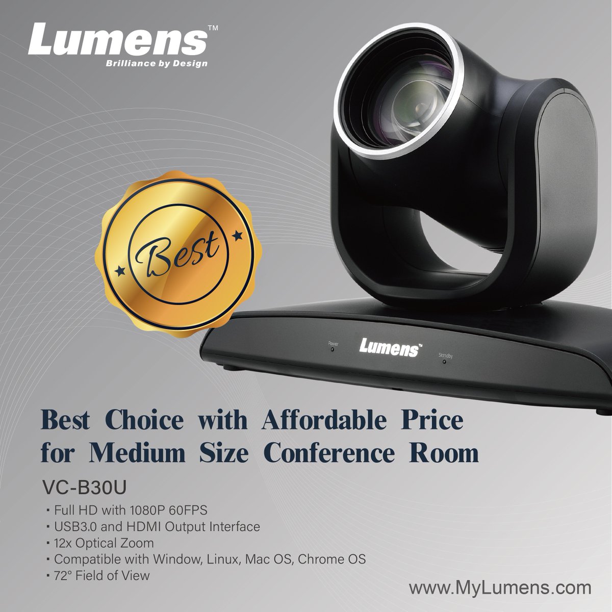 The USB camera #VCB30U comes in 1080p and 60fps high resolution with 12x optical zoom. #videoconferencing #ptz #proav
Learn more: youtu.be/1k0cTivLdOQ