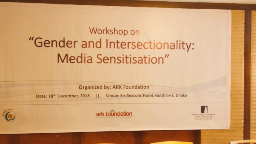 arkfoundation1's tweet image. We are organising an workshop titled &quot;Gender and Intersectionality: Media Sensitisation&quot; today at Six Seasons Hotel, Dhaka.

The event will be live on our Facebook page:
goo.gl/tVtQF6

@COMDISResearch @RinGsRPC @TalkingEvidence @RumanaHuque @SMAlamTahin