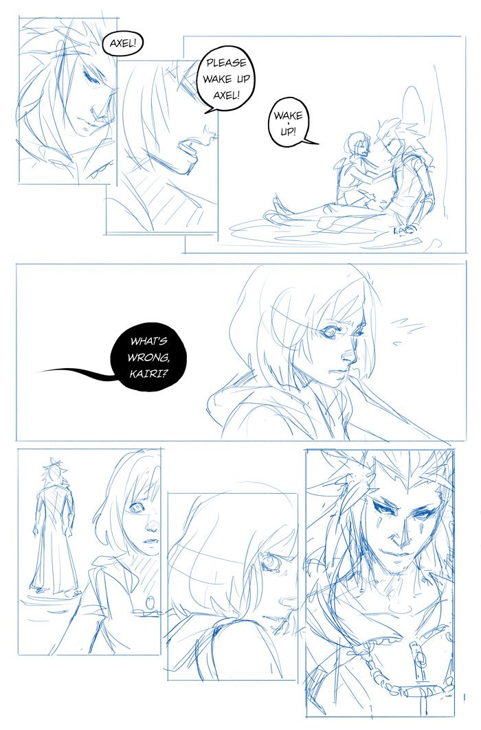 Stream done, thank you everyone who came over <3 It was fun arting and geeking out with you!

Here's the pencils for page 1/3 of my short Lea and Kairi comic 