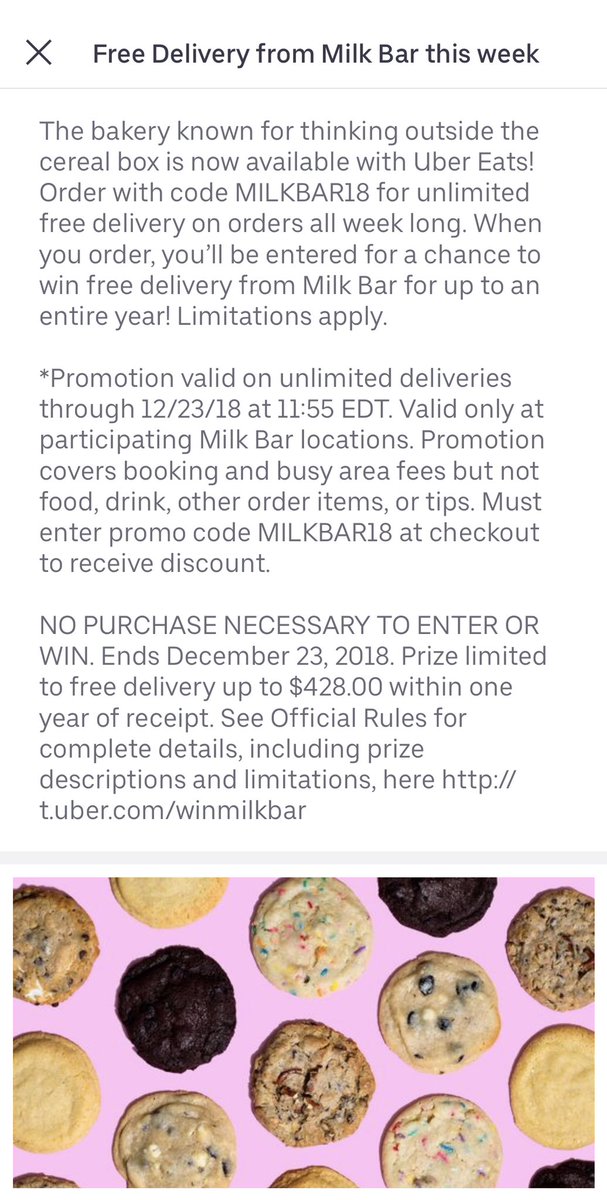CaroPardilla's tweet image. Just when I was trying to cut back on sweets. @UberEats is delivering @milkbarstore for free all week!