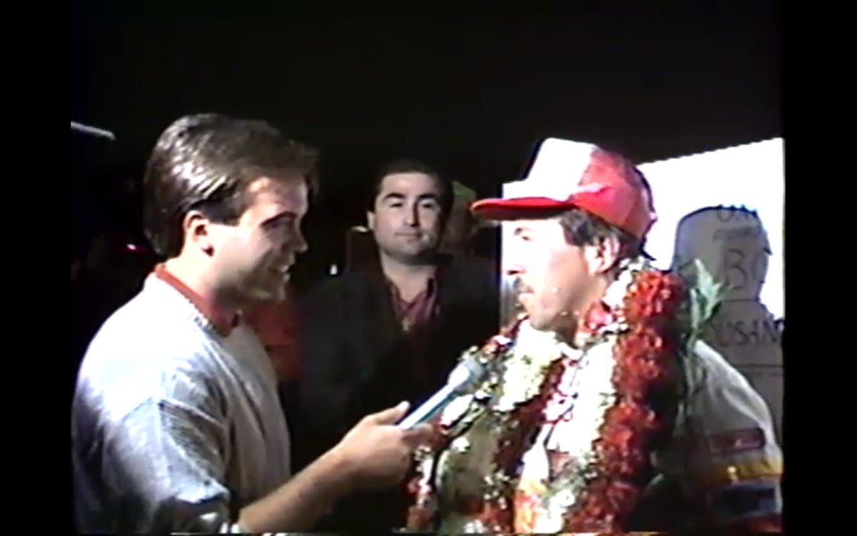 Going through old family videos and found one my dad filmed of the 1990 Oxford 250. A very familiar face was interviewing the winner. <a href="/TomCaron/">Tom Caron</a>