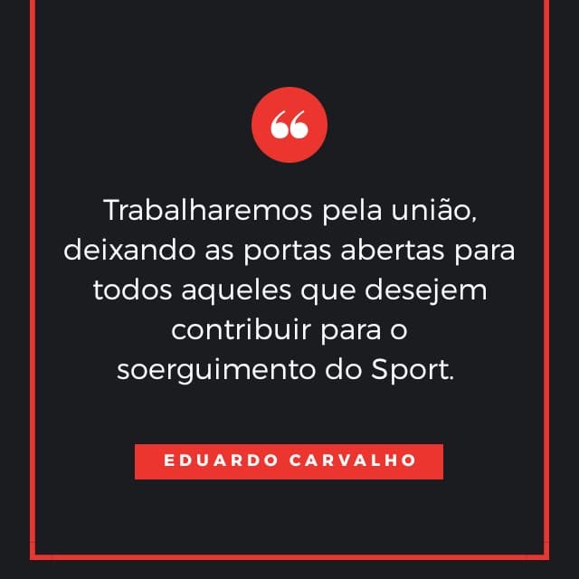 Queremos o apoio de todos. Não somente amanhã, o dia da eleição, como em todos os dias da nossa gestão! Ao contrário do que parece, nosso Sport não tem dono, o Sport é de todos!
