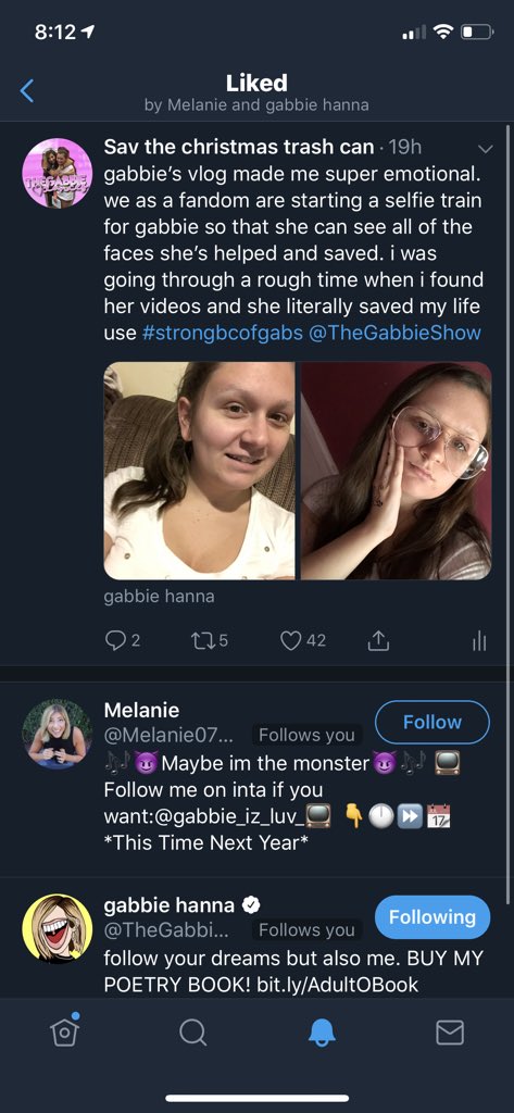 bigfeelingsari's tweet photo. she saw the hashtag i started. she saw the faces she’s helped and saved. hopefully it made her happy 😭💓 @TheGabbieShow #strongbcofgabs https://t.co/FzLshgs28s