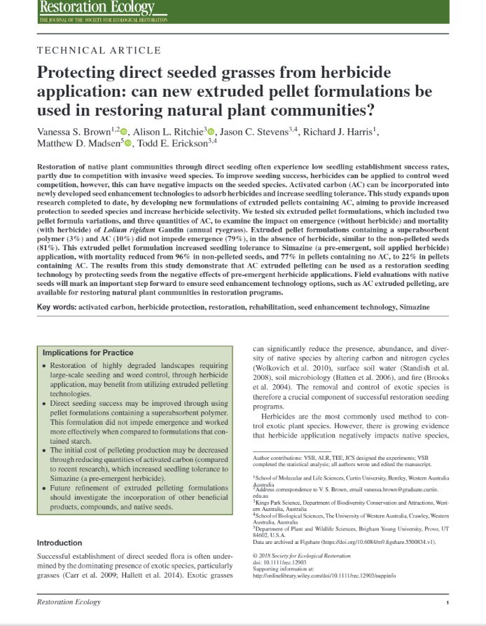 I am very proud to share my first publication! A great start to the PhD 😁 Thanks to all the coauthors <a href="/alisonlritchie/">Alison Ritchie</a> <a href="/TEricksonSeed/">Todd E Erickson</a> <a href="/MatthewDMadsen/">Matthew D. Madsen</a> Jason Stevens and Richard Harris onlinelibrary.wiley.com/doi/10.1111/re… 🌿