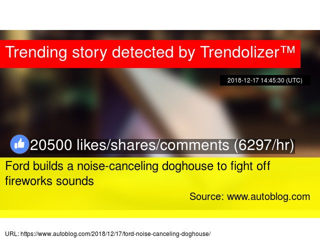 #Ford builds a #noise-cancelingdoghouse to fight off fireworks sounds #noisecancellationtechnology... trendolizer.com/2018/12/ford-b…