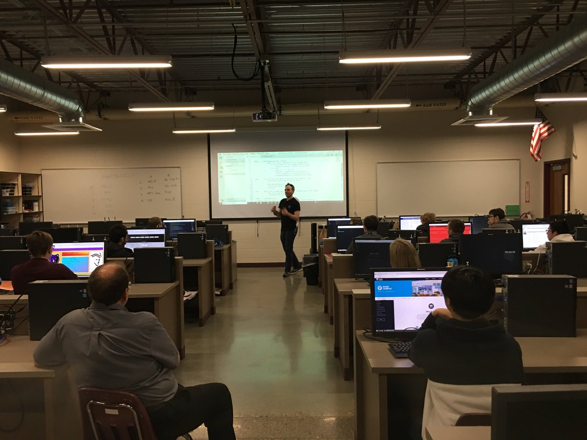 CodingDojoDotCo's tweet image. Instructor Alan Weber & the #CodingDojoBoise team had a great time teaching Part 1 of a 3 part #ReactJS series at Centennial High School today! So great to see such talented young minds getting their start in #CS early! 
#CodingDojo #ThisIsBoise #FutureProgrammersOfAmerica