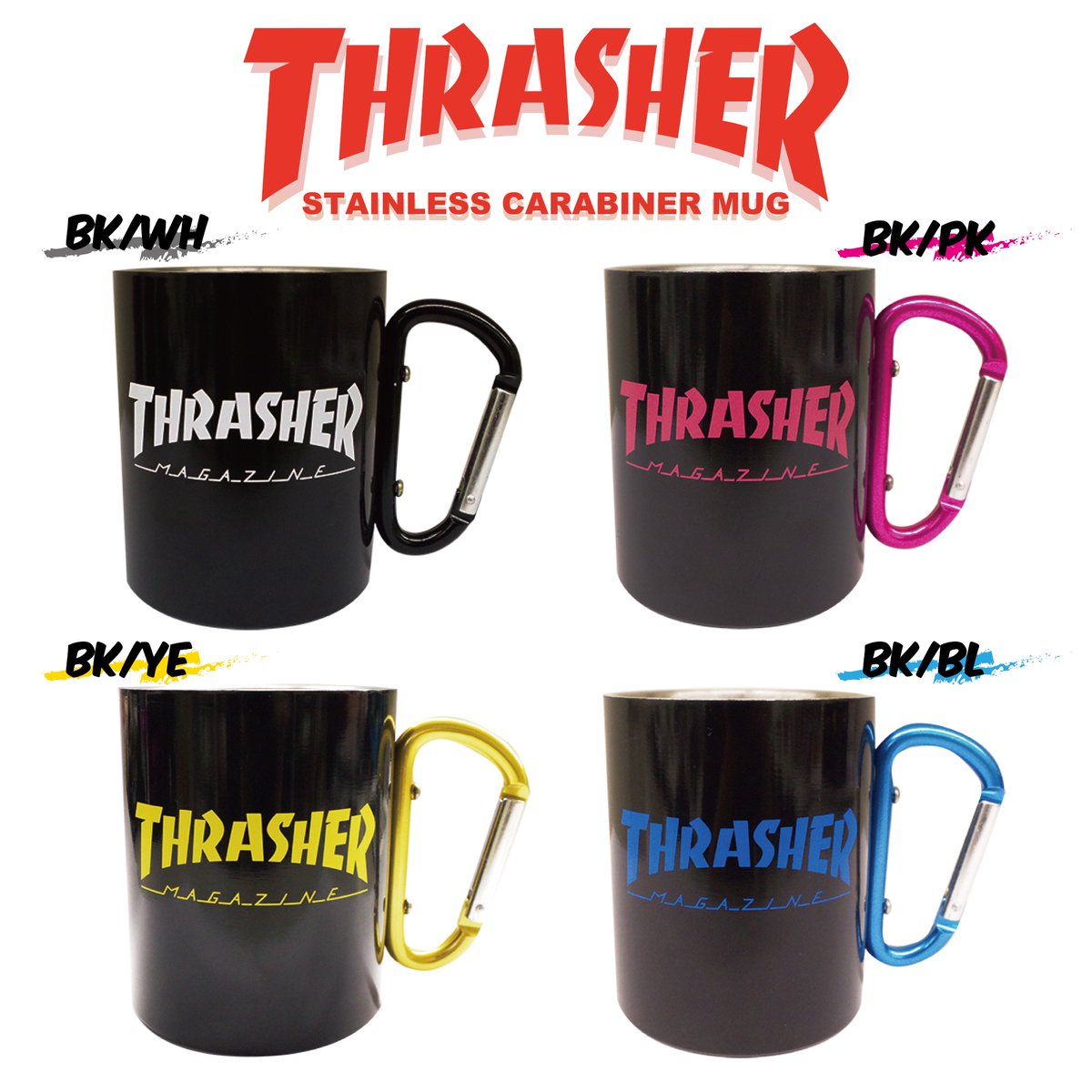 ハインツ コーポレーション Twitter પર 新商品入荷情報 Thrasher から新商品 ステンレスカラビナマグ が登場です カラビナ付きなのでリュックにつけてアウトドアへ持って行くこともできます ステンレス素材なので マグカップのように割れる心配は