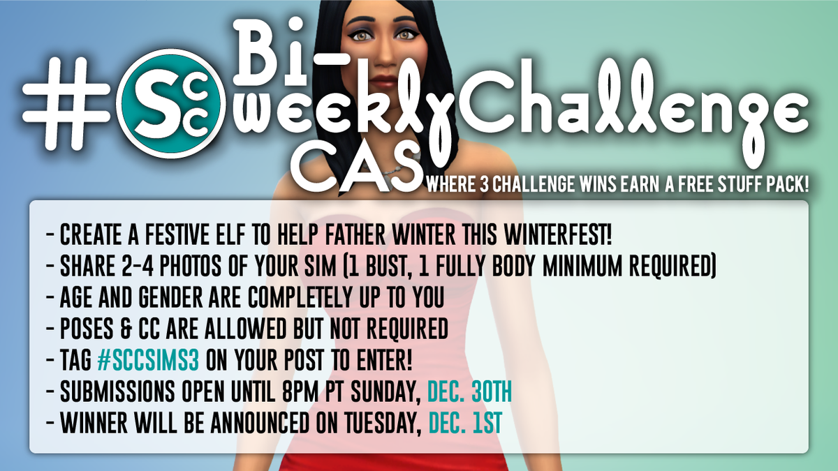 SimsCreatorsCom's tweet photo. SCC's Bi-Weekly Challenge: Where 3 wins gets you a FREE stuff pack! ๐๐ฒ
#SCCSims3 is a Elf Create-A-Sim Challenge! ๐๐
Check out the pic for more details!
#TheSims #sims4 @TheSims #Sims4Challenge https://t.co/r4eyp3UiKN