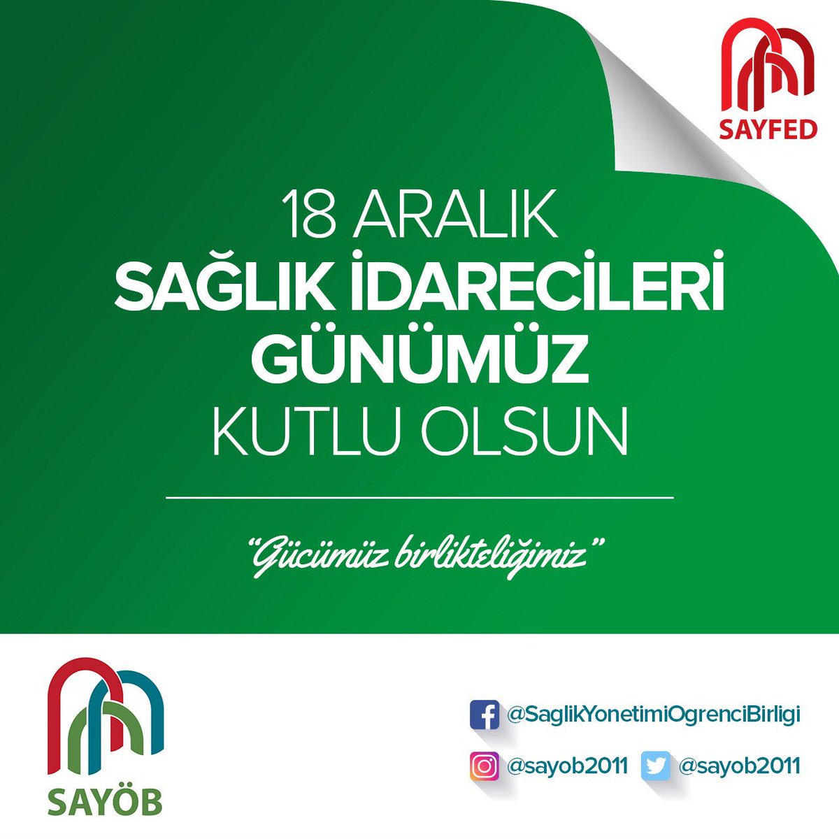 sayob2011's tweet photo. SAYÖB Ailesi olarak mesleğimizi icra eden yöneticilerimizin ve genç sağlık yöneticisi adaylarının #18AralıkSağlıkİdarecileriGünü ‘nü kutlarız. https://t.co/BqLkLimke5