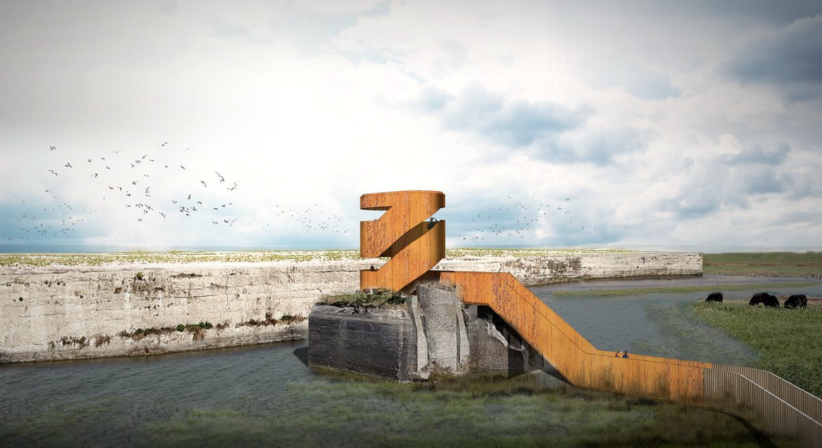 Uitkijkpunt voor #Vogelrots #Balgzandpolder #DenHelder,  een uniek nieuw natuurgebied aan de #Waddenzee.  

Mensen enthousiast over bunkervariant, vogels minder. Alternatief wordt uitgewerkt.
Ontwerp  i.s.m. Henk Volkers.

#landschapnoordholland
#watervogels
#bunker
#uitkijktoren