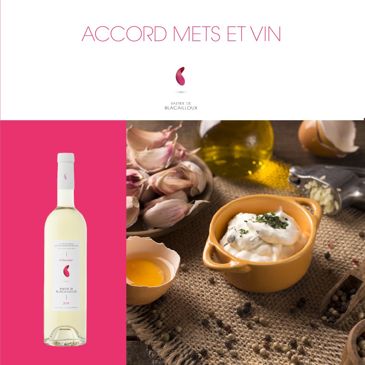 Découvrez l’alliance de l’aïoli, plat traditionnel de Provence, et d'une bouteille de notre cuvée Éclosion Blanc ! 😍
Recette à retrouver sur notre page #Facebook 👉🏻 bit.ly/2UU6ZvX
#Noël #Bastide #Provence #WineMorning