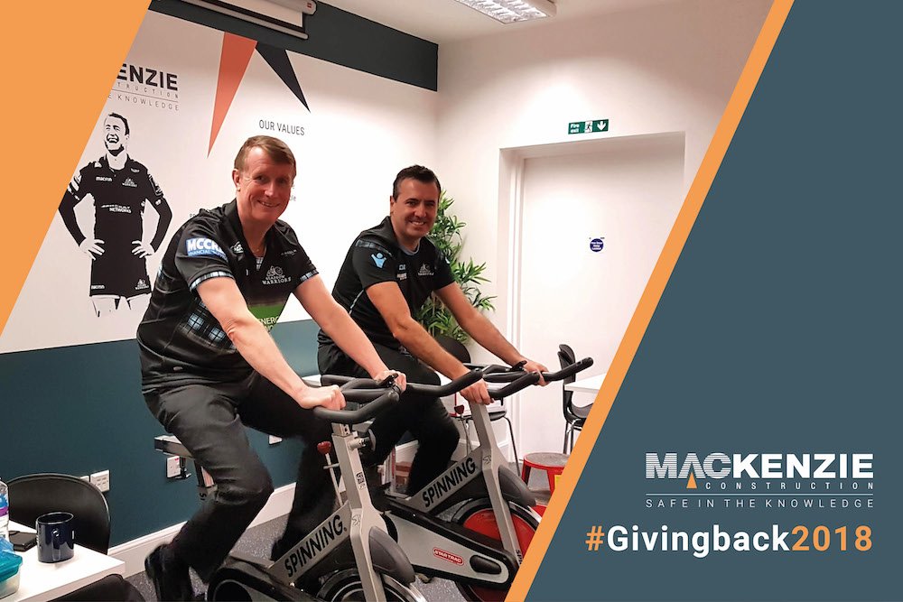 MackenzieConstr's tweet photo. At the start of December, we cycled 179 miles from our offices in Glasgow to Inverness on our 'Indoor Cycle Challenge' to raise funds for Return to Life! Thanks go to all our staff who participated and to all donations to a very worthy cause. #GivingBack2018 https://t.co/ZNhjM8nHZk