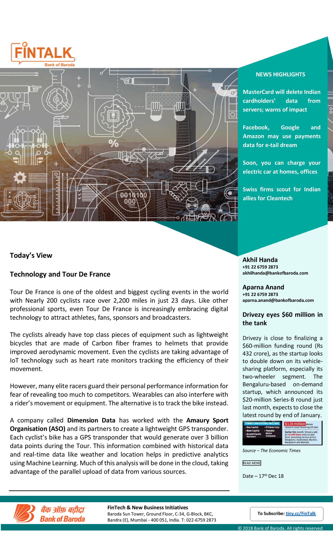 Bank Of Baroda On Twitter Read More About Technology And Tour De