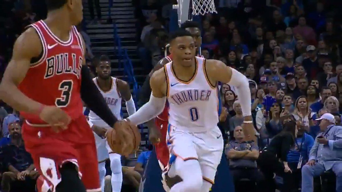 Russell Westbrook had his 7th triple-double of the season for the @okcthunder last night!
He had 13 PTS, 16 REB, 11 AST & 5 STL for 59.7 #NBAFantasy points! #ThunderUp