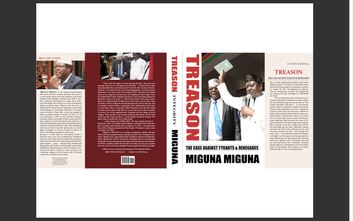 MigunaMiguna's tweet photo. BOOK LAUNCHES &amp; A GLOBAL BOOK TOUR: From mid-January 2019 to end of February 2019, I will launch TREASON: The Case Against Tyrants &amp; Renegades in Toronto, US cities, London, Germany, Johannesburg and Nairobi. Spread the WORD. Place ORDERS at https://t.co/qg17GznWGw. Viva! https://t.co/cYiabwrM4S