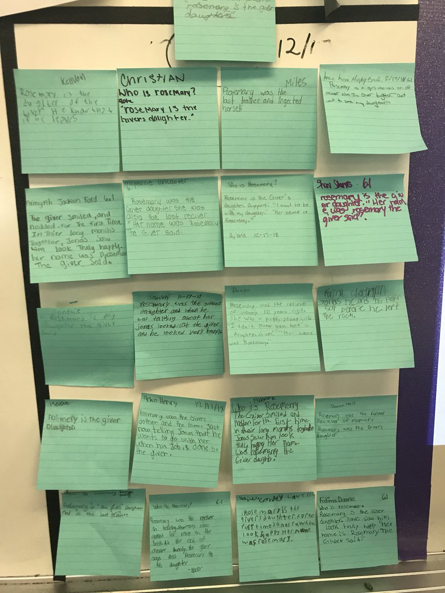 SamanthaShaffn2's tweet image. “Who is Rosemary? Describe her.” #ELAlife #2school #thegiver @LoisLowryWriter 📚✨🥇😊 #nctechat