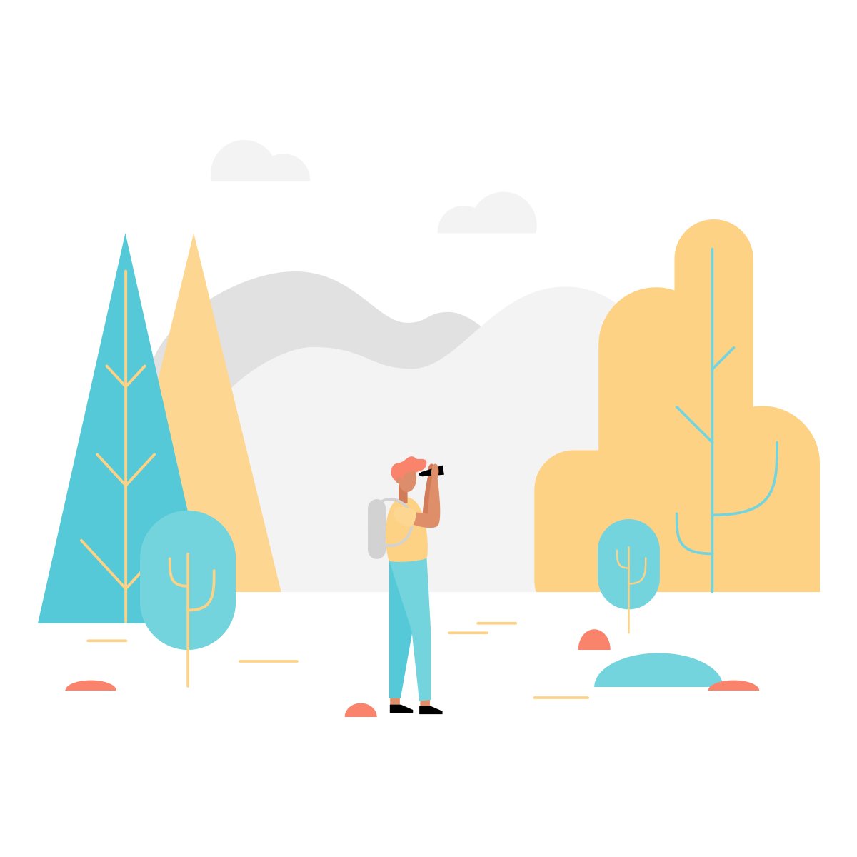 UseDrawKit's tweet photo. Here’s today’s new illustration! Nature Man, in colour 🏔😄 SVG available now to download at https://t.co/G63UEIqmjD #drawkit https://t.co/Yhz0rtFRfw