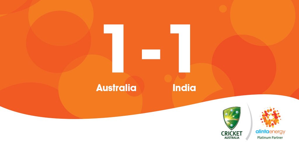 We are all square! Congratulations Australia on a hard fought win.
Bring on Boxing Day in Melbourne! #bringtheenergy #AUSvIND