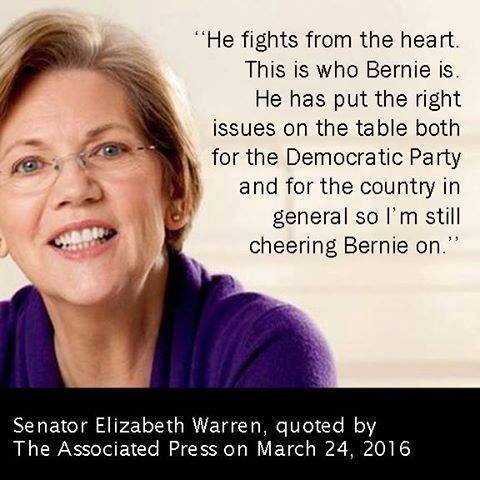 While there was lots of nasty woman trolling (as above) there was also lots of support for Elizabeth Warren until the page changed. That change was June 30, 2016 and this was the second post was the first of the new regime.
