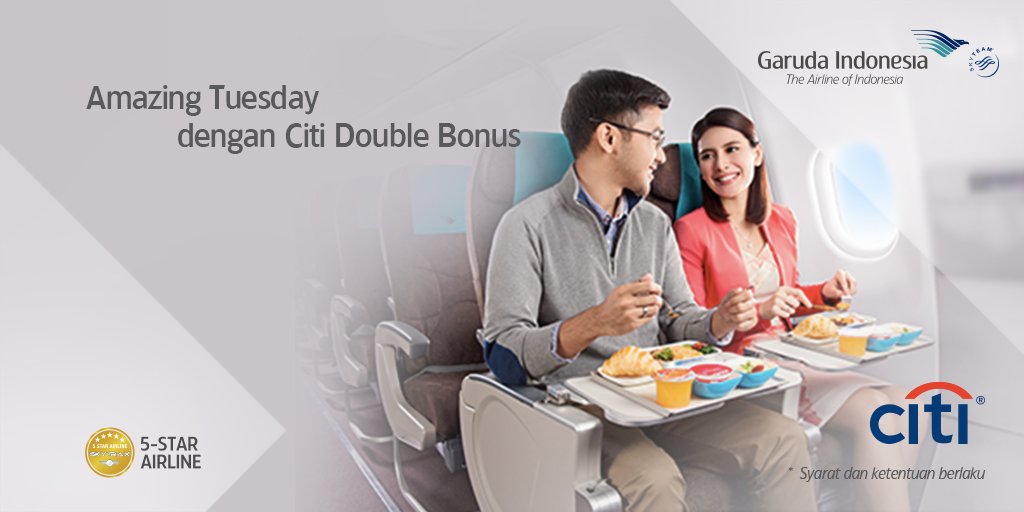 Hari Selasa, waktunya pakai Kartu Kredit <a href="/Citi/">Citi</a> untuk nikmati potongan hingga 15% dan cashback Rp150.000! Gunakan kode promo CITICOB untuk Garuda Indonesia Citi Card atau GACITI untuk Kartu Kredit Citi lainnya. Jangan lewatkan penawaran ini! Info: bit.ly/2kHBkPZ