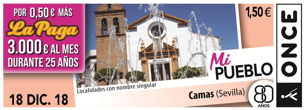 ONCE_oficial's tweet photo. Camas se asoma hoy a 5,5 millones de cupones con la serie #MiPueblo, dedicada a localidades con nombre singular 

https://t.co/pkcdL8UK4y https://t.co/5IDOB1wzsp