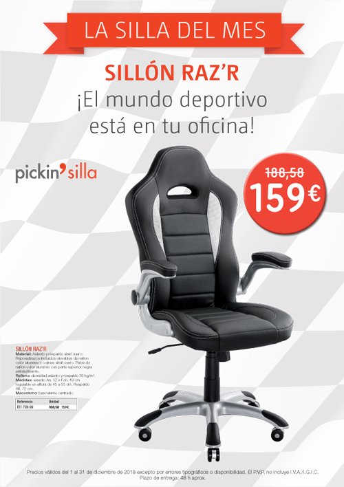 Serviarlequi's tweet photo. #PickingPack te ofrece la Silla del Mes: “SILLÓN RAZ’R” 
(Promoción válida del 1 al 31 Diciembre 2018)

El mundo deportivo está en tu oficina !!!

Ya disponible en #ServiArlequi https://t.co/IRqMeh16uK