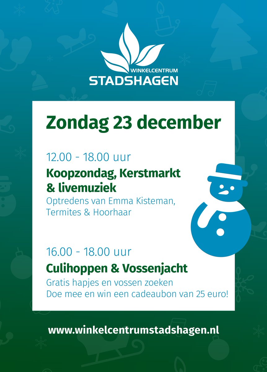 Het wordt weer kerstgezellin dit weekend in Stadshagen! Niet alleen op zaterdag en maandag, maar ook op zondag vele leuke activiteiten! facebook.com/wcstadshagen/p…