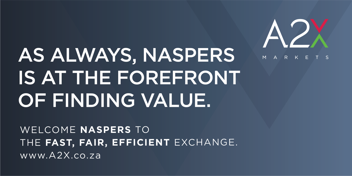 A2X_Markets's tweet photo. We are thrilled to welcome Naspers to A2X. As the largest listed company in SA and one of the largest technology investors in the world, operating in more than 120 countries and markets, this is a great endorsement for the merits of a secondary listing. https://t.co/PNaFR4RiM9 https://t.co/4jjUaSiUmU