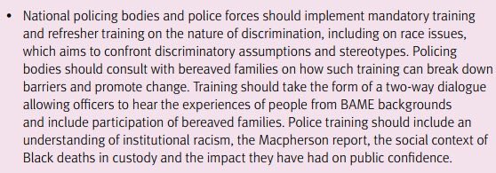Zubhaque's tweet photo. Last year both #rashancharles #edsondacosta tragically died in custody. Both black men. Btwn 2004-2015 use of restraint was more prevalent for deaths of black ppl in police custody than white ppl. Where is the learning from the Macpherson Report? From the Angiolini Review below? https://t.co/3TpDJdPKxp